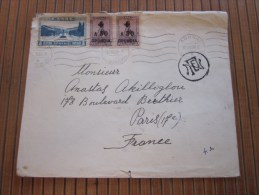 1938 Lettre De Athènes Grèce Greece Affranchissement Timbres Surchargé Pour Paris-17e - Covers & Documents