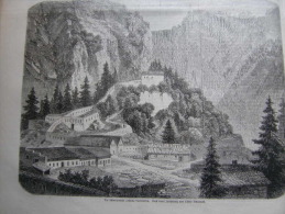 Switzerland - Luzienstein Festung  1863 -engraving  ILZ1863.126 - Stiche & Gravuren