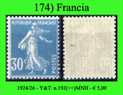 Francia-174 - 1924 - Y&T: N. 192 (++) MNH - Privo Di Difetti Occulti. - Ungebraucht