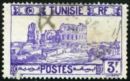 TUNISIA, FRENCH PROTECTORATE, ANFITEATRO DI EL DJEM, 1939, FRANCOBOLLO USATO, Mi 207, Scott 108, YT 220 - Used Stamps