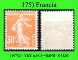 Francia-175 - 1907/20 - Y&T: N. 141 (++) MNH - Privo Di Difetti Occulti. - Nuevos