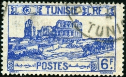 TUNISIA, FRENCH PROTECTORATE, ANFITEATRO DI EL DJEM, 1945, FRANCOBOLLO USATO, Mi 307, Scott 110B, YT 289 - Used Stamps