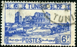 TUNISIA, FRENCH PROTECTORATE, ANFITEATRO DI EL DJEM, 1945, FRANCOBOLLO USATO, Mi 307, Scott 110B, YT 289 - Usati