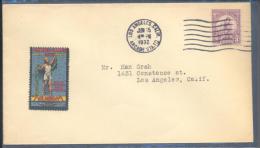 USA Olympic Games 1932 In L. A. FDC, Discus  / Los Angeles 15-6-1932 Arcade Stadium / Scott 718 + Oly Vignette RARE - Ete 1932: Los Angeles