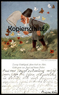 ALTE KÜNSTLER POSTKARTE ZWERG GUCKLIGUCK JAGD SCHMETTERLING PAUL LOTHAR MÜLLER BUTTERFLY HUNTING Dwarf Midget - Contes, Fables & Légendes