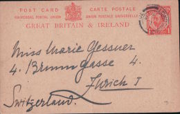 Entier Postal Great Britain & Ireland, London - Zürich (221214) - Entiers Postaux