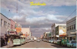 Fairbanks Alaska, Main Street Business District, Auto, Cafe Bar, C1960s Vintage Postcard - Fairbanks