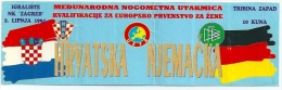 Sport Match Ticket UL000091 - Football (Soccer): Croatia Vs Germany: Women European Championships 1994 - Eintrittskarten