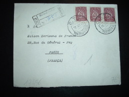 LR POUR FRANCE TP 2 S 00 X3 OBL. 18 JAN 49 MONTEMOR-O-VELHO + GRIFFE REGISTERED - Lettres & Documents