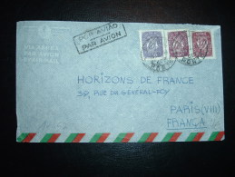 LETTRE PAR AVION POUR LA FRANCE TP 2 S + 1 S + 0 S 20 OBL. 19 2 49 PORTO + FRIFFE ENCADREE PAR AVION - Storia Postale