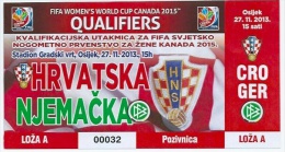 Sport Match Ticket UL000100 - Football (Soccer): Croatia Vs Germany: Women 2013-11-27 - Match Tickets
