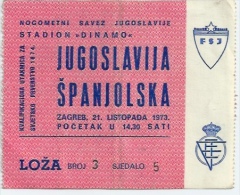 Sport Match Ticket UL000116 - Football (Soccer): Yugoslavia Vs Spain: 1973-10-21 - Eintrittskarten