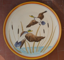 Grand Plat Ceramique IL PENNY, Ø 41 Cm, Oies Sauvages Dans Les Roseaux - Sonstige & Ohne Zuordnung