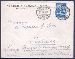 Lettre De BRASOV   Roumanie    Le 15 IX 1933   Pour  TOULOUSE    Timbre SEUL Sur LETTRE - Lettres & Documents