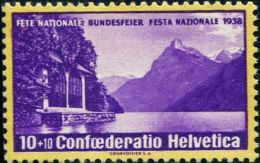 SW0002 Switzerland 1938 Lakes And Church 1v Grilled Paper MLH - Ongebruikt