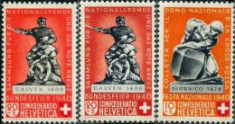 SW0009 Switzerland 1940 Battle Monument 3v MLH - Nuovi