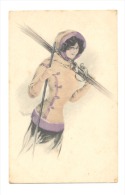 FANTAISIE -Illustrateur Otto Schilbach  - Femme Avec Des Skis (2021)b130 - Schilbach