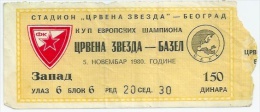 Sport Match Ticket UL000131 - Football (Soccer): Crvena Zvezda (Red Star) Belgrade Vs Basel: 1980-11-05 - Tickets D'entrée