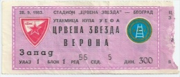 Sport Match Ticket UL000137 - Football (Soccer): Crvena Zvezda (Red Star) Belgrade Vs Verona: 1983-09-28 - Eintrittskarten