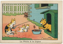 Benjamin Rabier Chromo La Peche A La Ligne Chat Bouledogue - Rabier, B.