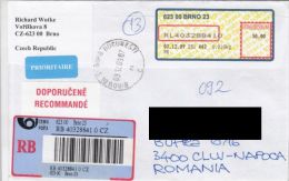 AMOUNT 50, BARCODES, MACHINE STAMPS ON REGISTERED COVER, 2009, CZECH REPUBLIK - Covers & Documents