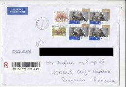 HOUSES, CHURCH, BARCODE,  STAMPS ON REGISTERED COVER, 2011, POLAND - Cartas & Documentos