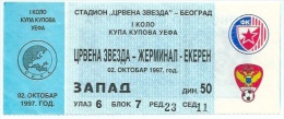 Sport Match Ticket UL000157 - Football (Soccer): Crvena Zvezda (Red Star) Belgrade Vs Germinal Ekeren: 1997-10-02 - Eintrittskarten