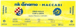 Sport Match Ticket UL000165 - Football (Soccer): Dinamo Vs Maccabi: 2001-09-13 - Eintrittskarten