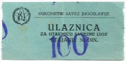 Sport Match Ticket UL000175 - Handball Federation Yugoslavia - Eintrittskarten