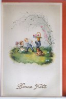 CP Lot 2x Litho Illustrateur Coloprint Lore H HUMMEL Enfant Enfants Lutin Jouant Sous Arbre Impression Droite Et Gauche - Hummel