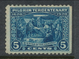 USA 1920 Scott 550. Pilgrim Tercentenary Issue, 3 C Deep Blue,  3-side Perforation, MH (*) - Ongebruikt