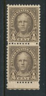 USA 1925 Scott 551. Nathan Hale, 1/2c Olive Brown, Vertical Pair Perforated 11, MNH (**) - Ongebruikt