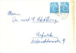 DDR Mi. 578 B Waagerechtes Paar TGST 1957 Zwickau (Sachsen) - Covers & Documents