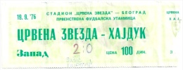 Sport Match Ticket UL000201 - Football (Soccer): Crvena Zvezda (Red Star) Belgrade Vs Hajduk Split 1976-09-19 - Eintrittskarten