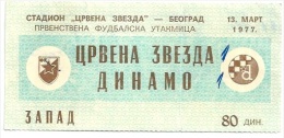 Sport Match Ticket UL000205 - Football (Soccer): Crvena Zvezda (Red Star) Belgrade Vs Dinamo Zagreb 1977-03-13 - Eintrittskarten