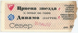 Sport Match Ticket UL000222 - Football (Soccer): Crvena Zvezda (Red Star) Belgrade Vs Dinamo Zagreb 1982-10-16 - Biglietti D'ingresso