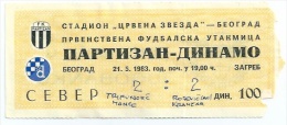 Sport Match Ticket UL000223 - Football (Soccer): Partizan Vs Dinamo Zagreb 1983-05-21 - Biglietti D'ingresso