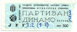 Sport Match Ticket UL000227 - Football (Soccer): Partizan Vs Dinamo Zagreb 1985-12-01 - Biglietti D'ingresso