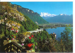 MONTREUX - Auroute Du Léman, Château De Chillon, Villeneuve Et Dents Du Midi - Villeneuve