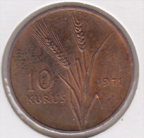 @Y@   Turkije   10 Kurus  1971  Unc  Patina  (2516) - Turchia