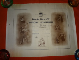 Diplôme D'honneur, Fête Des Mères 1937 - Elève à Beausoleil - Ville De Nice - Diplômes & Bulletins Scolaires