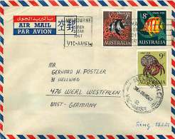 1967 Air Letter To Germany   7, 8 And 9 C. Fishes - Briefe U. Dokumente