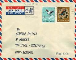 1966  Air Letter To Germany   10 C. Anemone Fish, 13 C Avocet - Storia Postale