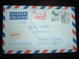 LETTRE PAR AVION EXPRESS  POUR ALLEMAGNE TP 1D + 80 + 25 OBL. 16 XII 59 ZAGREB - Cartas & Documentos