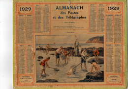 49 - ALMANACH DES POSTES ET DES TELEGRAPHES - 1929 - A MAREE BASSE (SIGNE JL BEUZON) - + 3 FEUILLETS DE MAINE ET LOIRE - Formato Grande : 1921-40