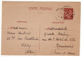 Carte Postale Pré Timbrée Vichy 1941 Timbre Imprimé - Andere & Zonder Classificatie