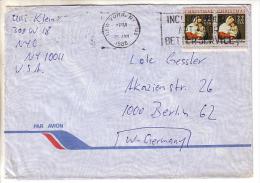GOOD USA Postal Cover To GERMANY 1988 - Good Stamped: Christmas - Cartas & Documentos
