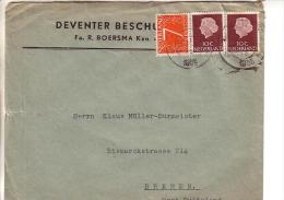 GOOD NETHERLANDS Postal Cover To GERMANY 1955 - Good Stamped: Queen - Lettres & Documents