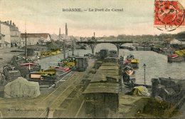 CPA 42 ROANNE LE PORT DU CANAL 1908 - Roanne