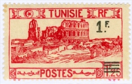 TUNISIA, FRENCH PROTECTORATE, ANFITEATRO DI EL DJEM, 1940, FRANCOBOLLO NUOVO (MLH*), Mi 236, Scott 150, YT 224 - Nuovi